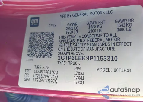 2023 GMC Canyon 4Wd Short Box At4X from USA, damaged, VIN 1GTP6EEK9P1153310